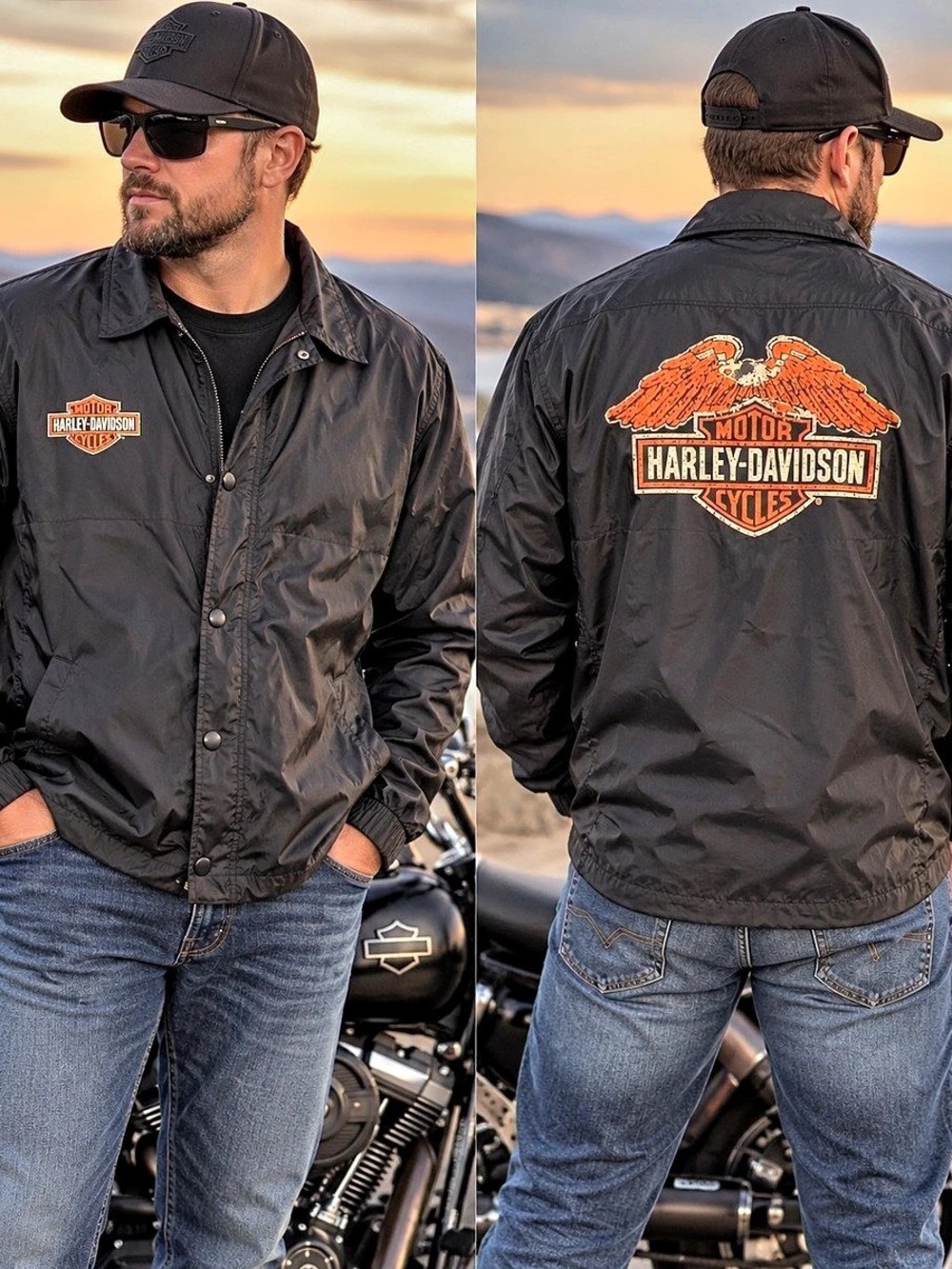 Harley-Davidson Lightweight Slim Fit Windbreaker Jacket | Black | Men’s 3XL